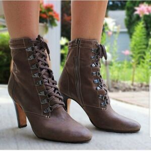 Halogen Vero Lace Up Boots Vero Cuoio Heels Sz 10M